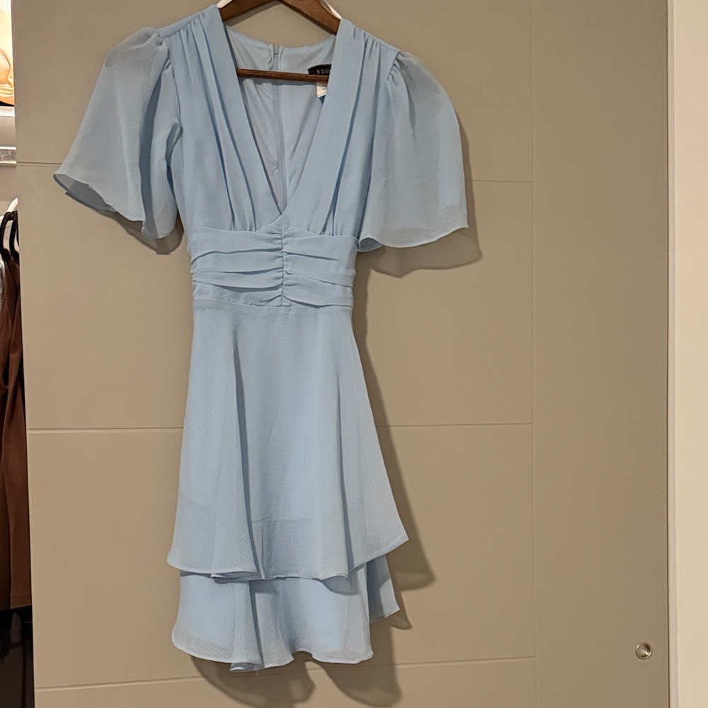 B Darlin Light Blue Layered Mini Dress